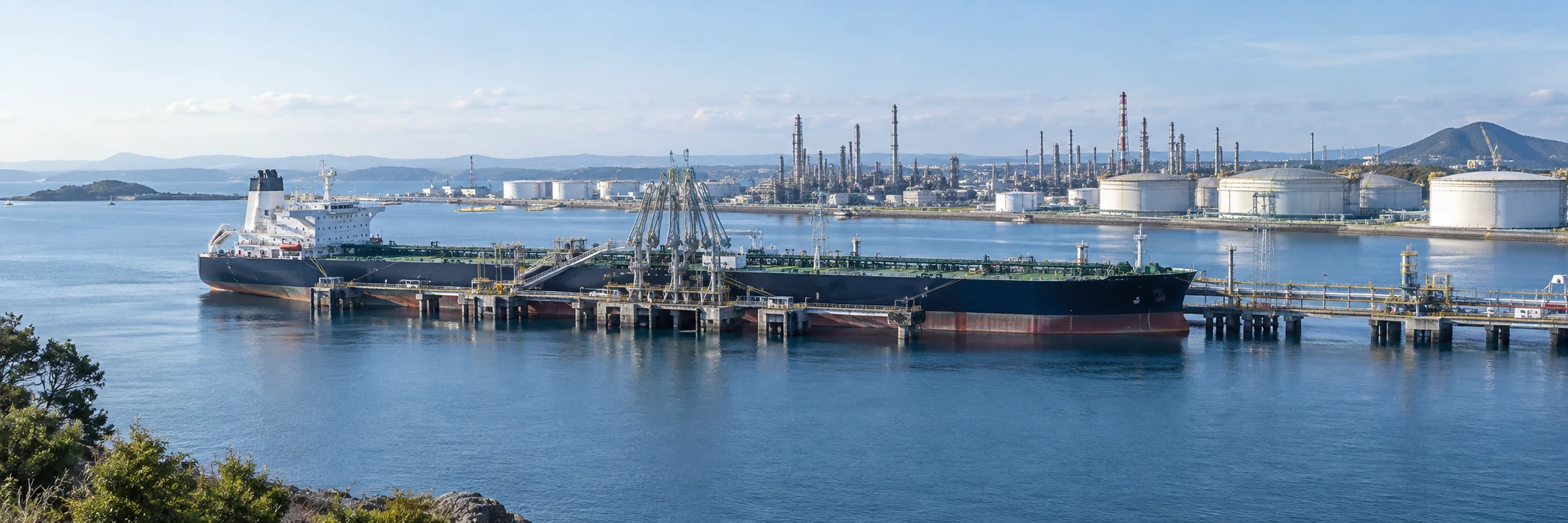 Oil tanker, port terminal and refinery