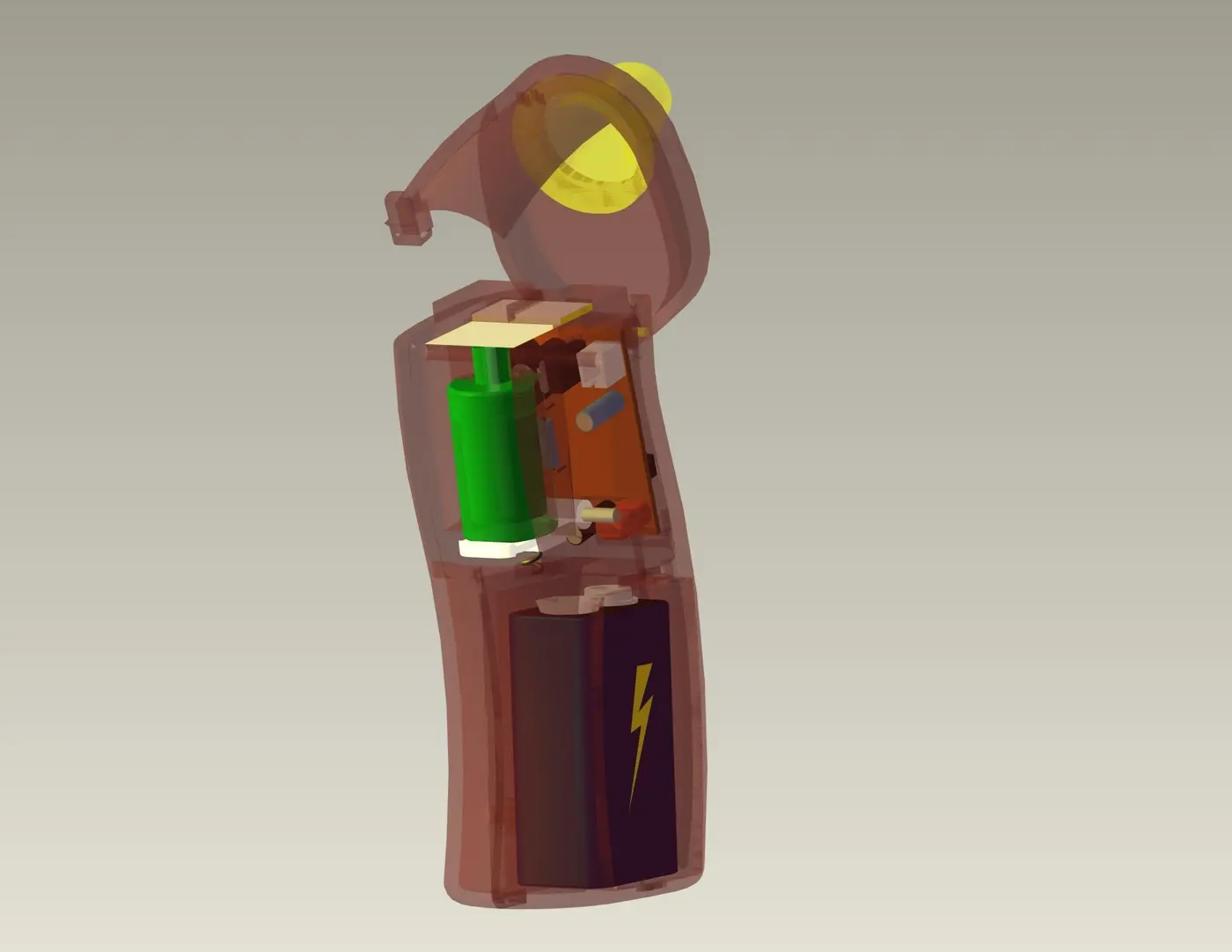 Open engineering cutaway showing the nebulizer internal arrangement