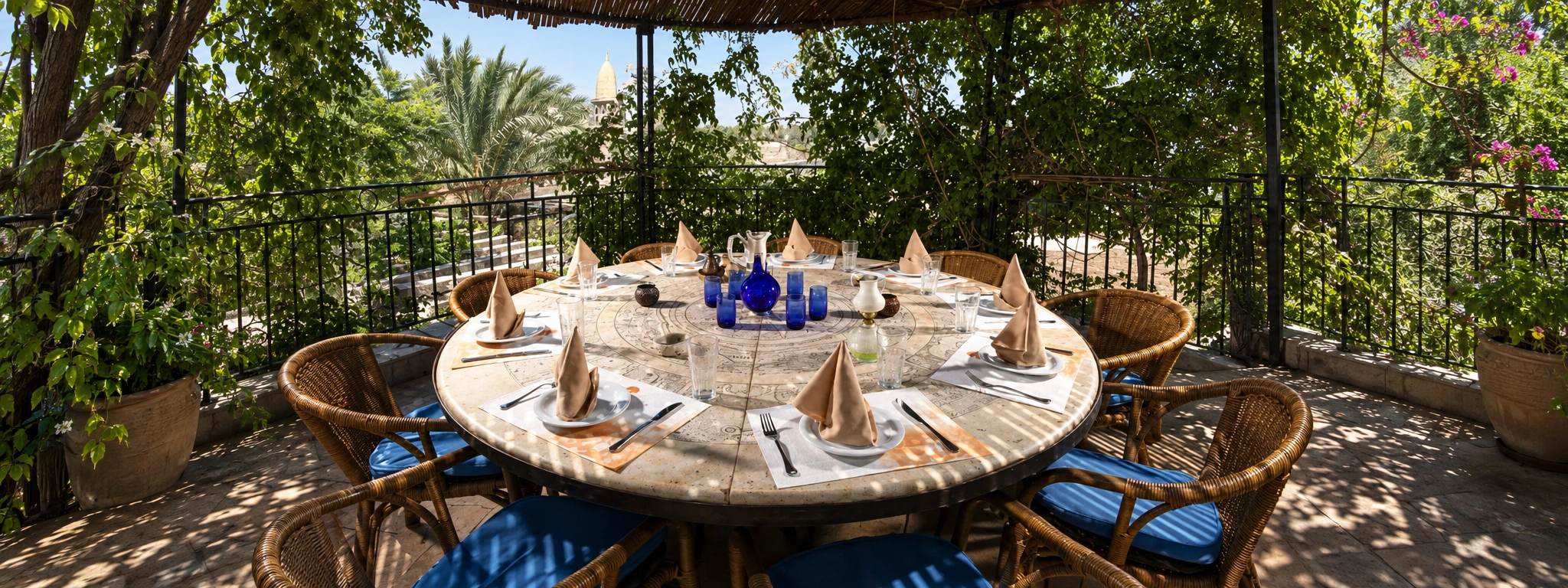 A table set on the terrace