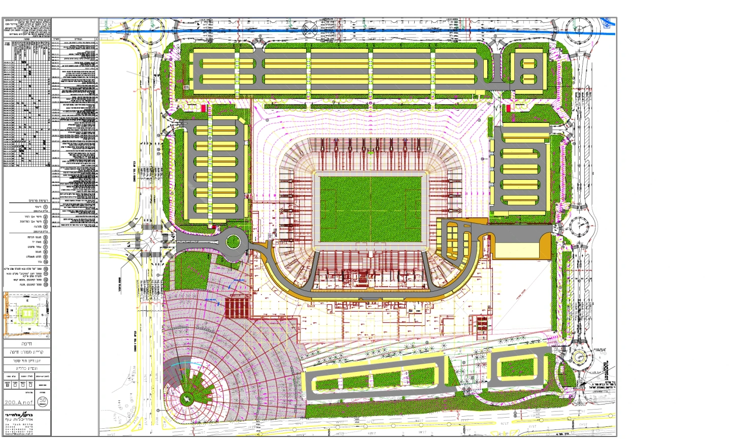 Original engineering plan sheet for Sammy Ofer Stadium